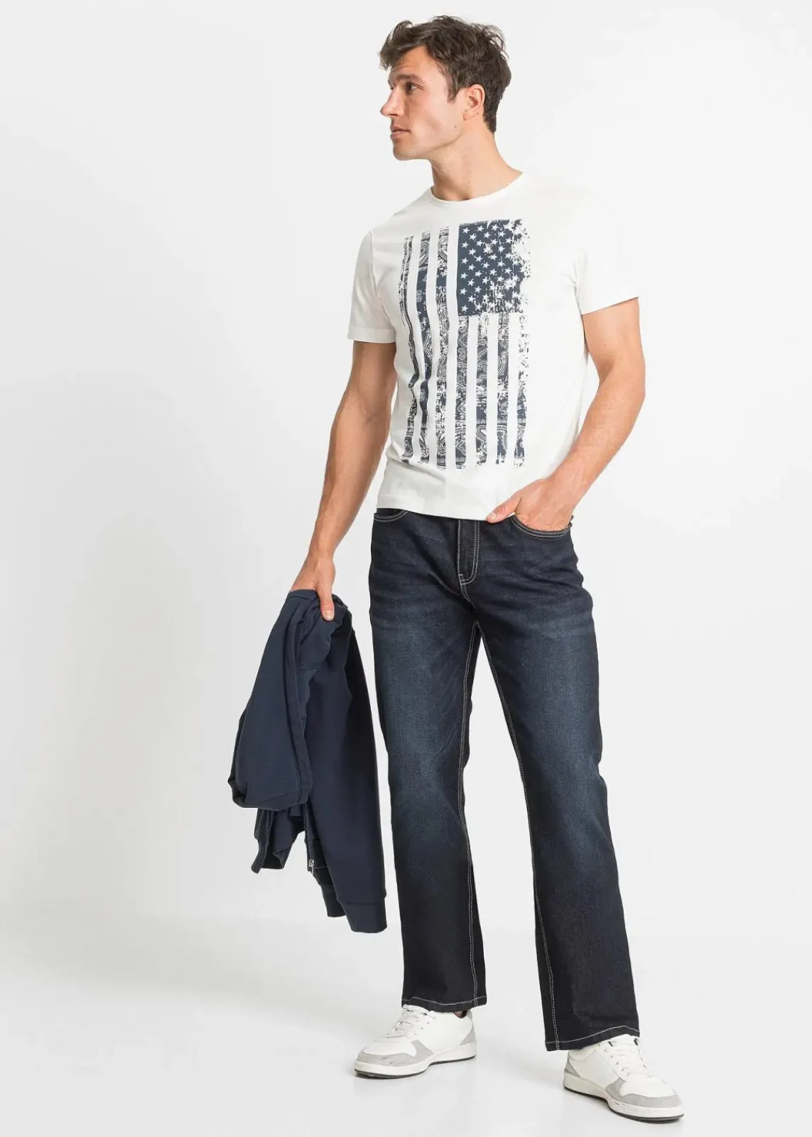bonprix Jeans|Große Größen|Regular-Fit-Jeans, Bootcut dunkelblau denim