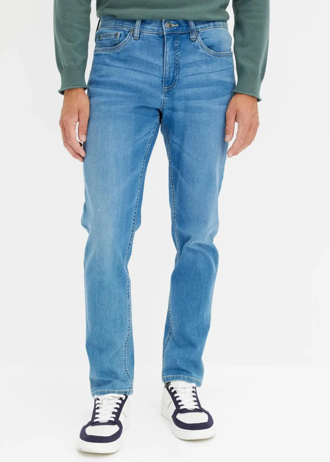 bonprix Jeans|Große Größen|Regular-Fit-Jeans, Tapered hellblau denim
