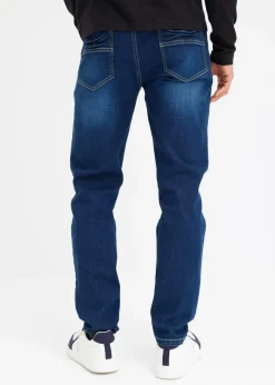 bonprix Große Größen|Jeans|Regular-Fit-Jeans, Tapered dunkelblau denim