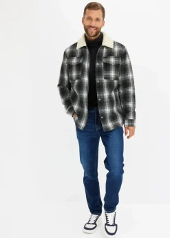 bonprix Große Größen|Jeans|Regular-Fit-Jeans, Tapered dunkelblau denim