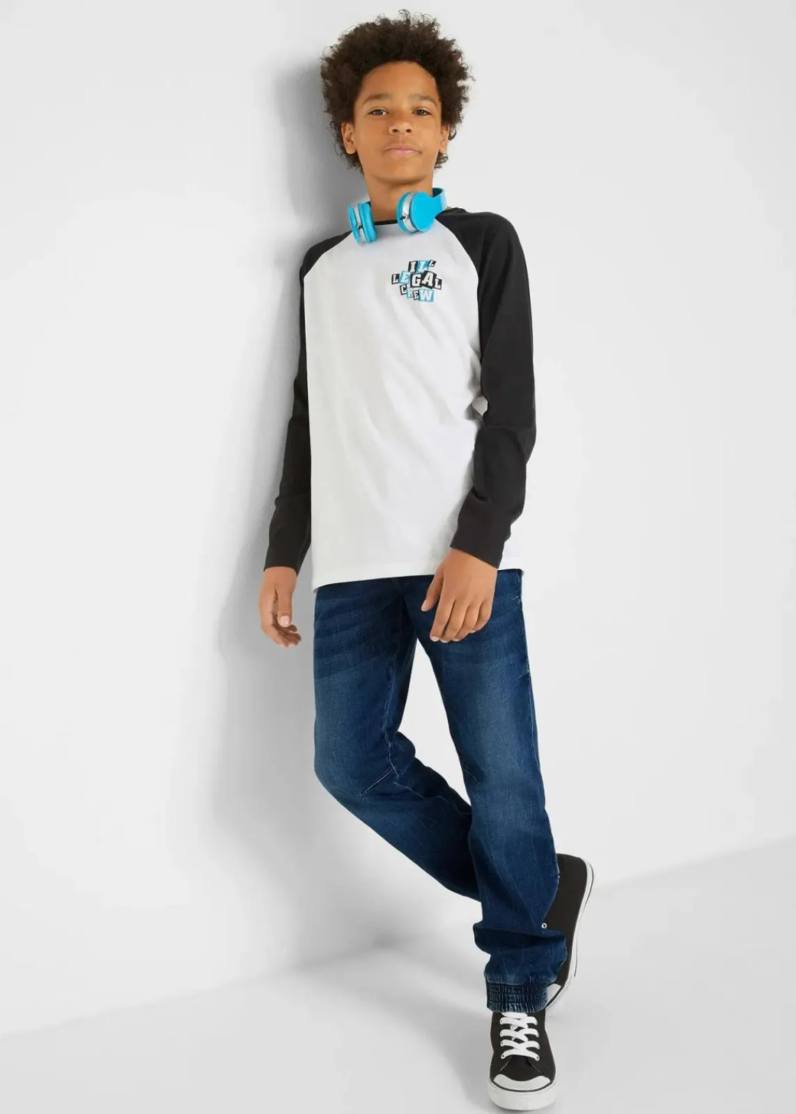 Regular-Fit-Schlupf-Jeans aus Sweatdenim, Tapered|bonprix Sale