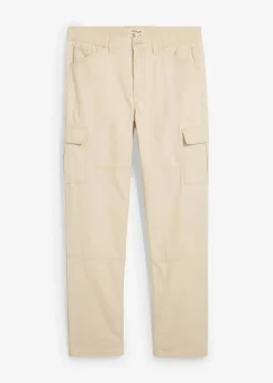 bonprix Große Größen|Hosen|Relaxed Fit Cargo-Hose aus Baumwoll-Canvas, Straight hellsand