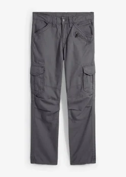 bonprix Große Größen|Hosen|Relaxed Fit Cargohose aus robuster reiner Baumwolle, Straight schiefergrau