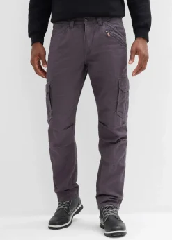 bonprix Große Größen|Hosen|Relaxed Fit Cargohose aus robuster reiner Baumwolle, Straight schiefergrau