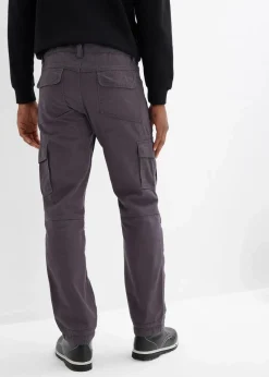 bonprix Große Größen|Hosen|Relaxed Fit Cargohose aus robuster reiner Baumwolle, Straight schiefergrau