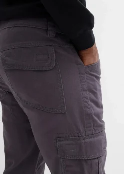 bonprix Große Größen|Hosen|Relaxed Fit Cargohose aus robuster reiner Baumwolle, Straight schiefergrau