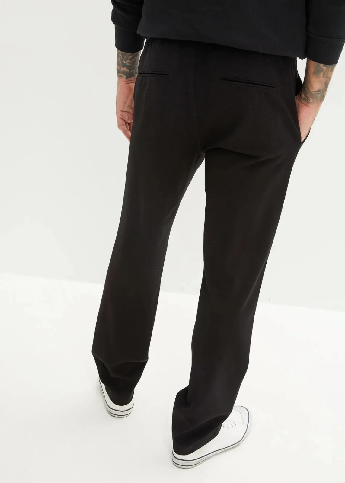 bonprix Große Größen|Hosen|Relaxed Fit Chino-Stretch-Schlupfhose, Straight schwarz