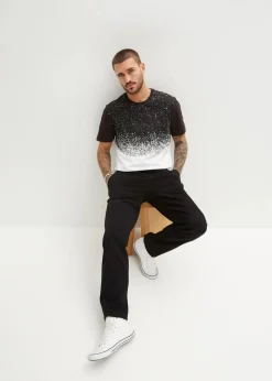 bonprix Große Größen|Hosen|Relaxed Fit Chino-Stretch-Schlupfhose, Straight schwarz