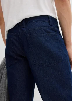 bonprix Große Größen|Jeans|Relaxed Fit Jeans aus recyclingfähiger Bio-Baumwolle, Straight tiefblau denim ungewaschen