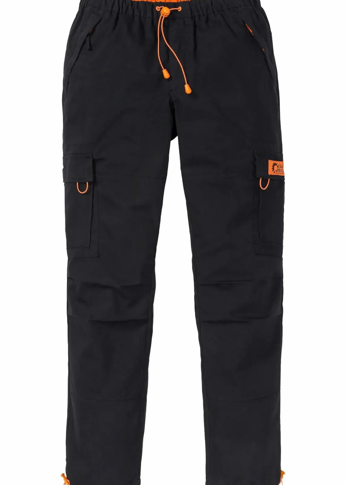 bonprix Große Größen|Hosen|Relaxed Fit Schlupf-Cargohose, Straight schwarz/orange