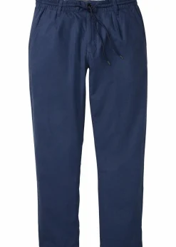 bonprix Große Größen|Hosen|Relaxed Fit Schlupf-Hose aus luftigem Leinen-Mix, Straight dunkelblau