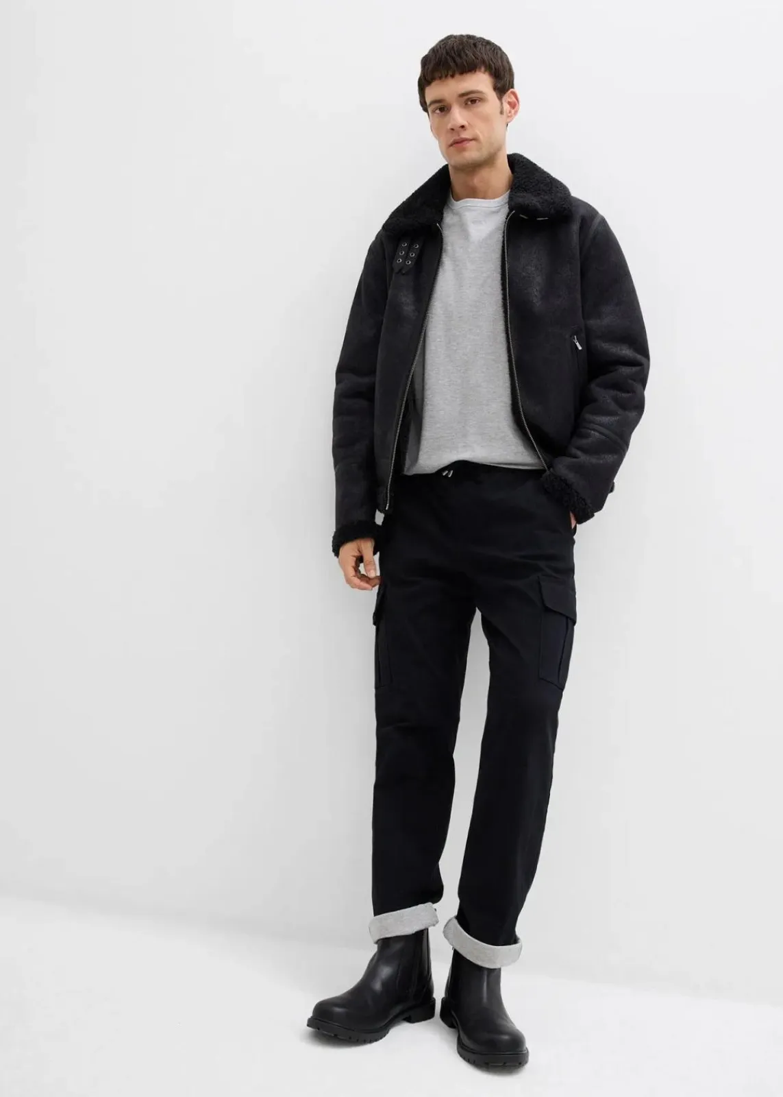 bonprix Große Größen|Thermobekleidung|Relaxed Fit Thermo-Schlupfhose, Tapered schwarz