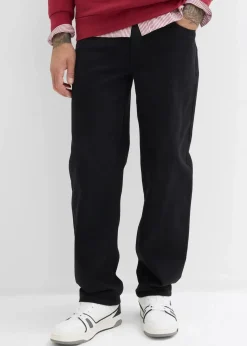 bonprix Hosen|Basics|Relaxed Fit Twillhose mit Komfortbund, Straight schwarz