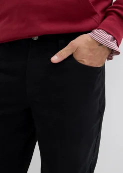 bonprix Hosen|Basics|Relaxed Fit Twillhose mit Komfortbund, Straight schwarz