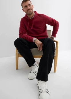 bonprix Hosen|Basics|Relaxed Fit Twillhose mit Komfortbund, Straight schwarz