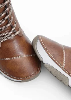 Rieker High Heels|Komfortschuhe|Schnür Boot cognac
