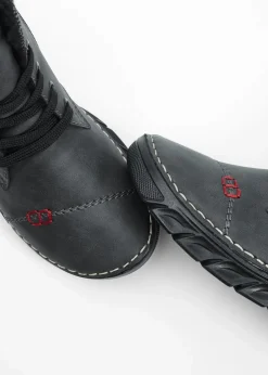 Rieker Komfortschuhe|Gefütterte Winterschuhe|Schnür Boot dunkelgrau