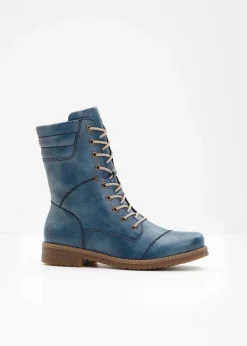 Rieker High Heels|Komfortschuhe|Schnür Boot blau