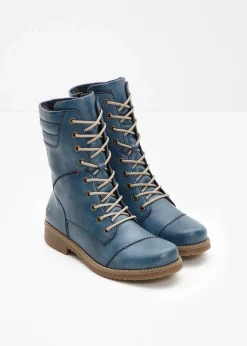 Rieker High Heels|Komfortschuhe|Schnür Boot blau