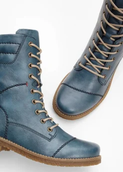 Rieker High Heels|Komfortschuhe|Schnür Boot blau