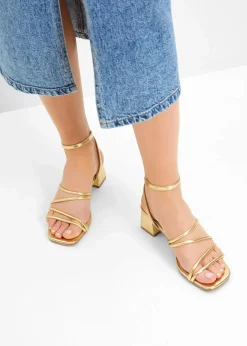 Riemchensandaletten in Metallic-Optik|bonprix New