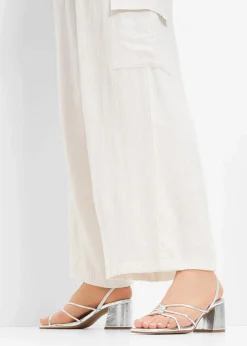 bonprix Festliche Mode|Sommerschuhe|Riemchensandaletten mit Blockabsatz silber metallic