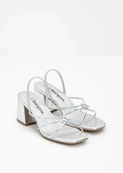bonprix Festliche Mode|Sommerschuhe|Riemchensandaletten mit Blockabsatz silber metallic
