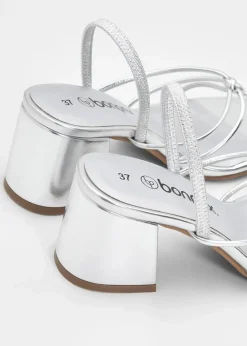 bonprix Festliche Mode|Sommerschuhe|Riemchensandaletten mit Blockabsatz silber metallic