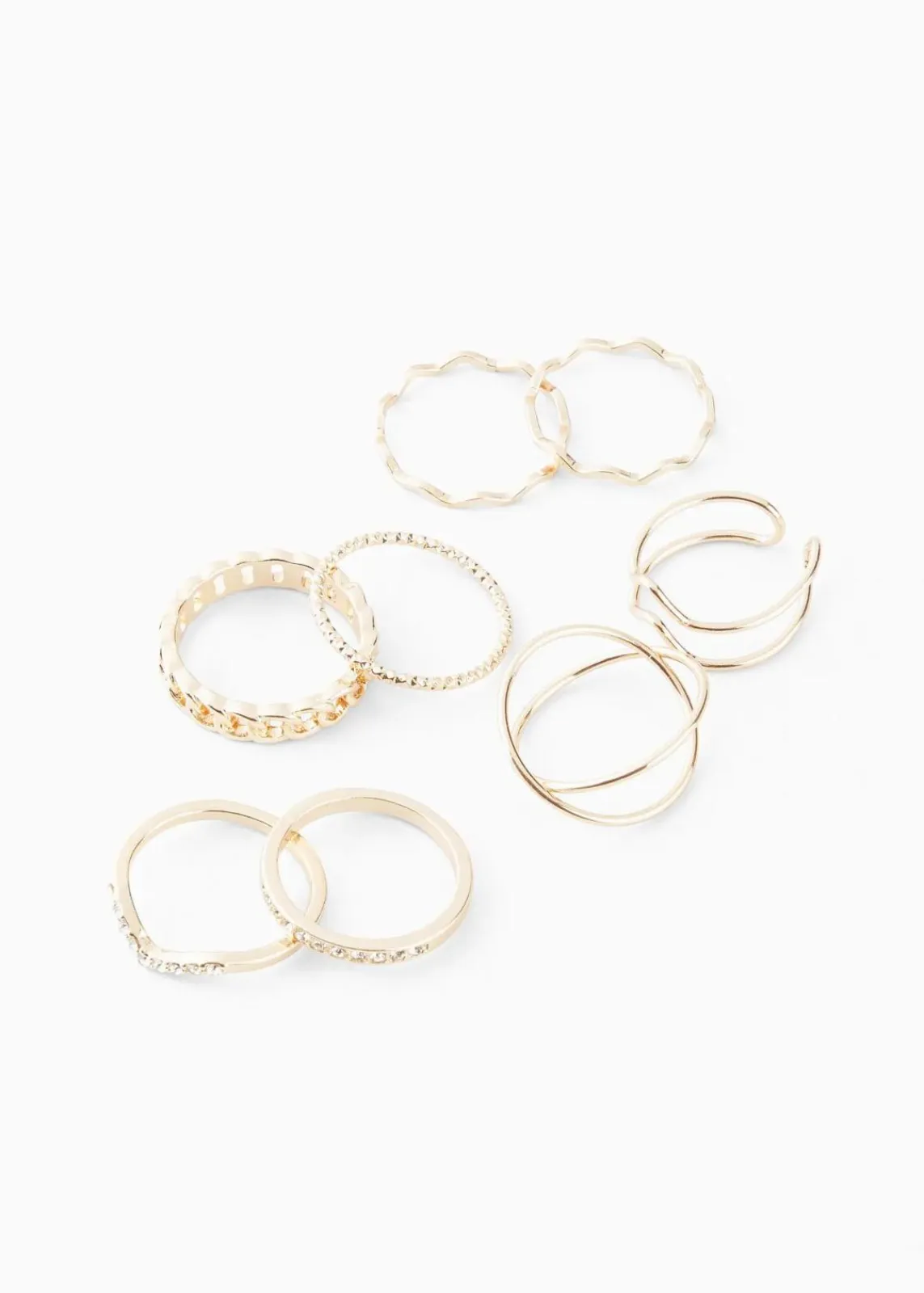 bonprix Schmuck|Schuhe & Accessoires In Spezialgrößen·Schmuck|Ringset (8Pack) in vielfältigem Design goldfarben