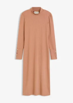 bonprix Kleider|Bekleidung·Pullover & Strickjacken|Ripp-Jerseykleid aus Viskose-mix schokosorbet