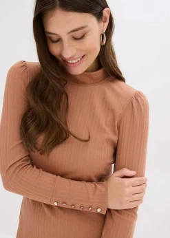 bonprix Kleider|Bekleidung·Pullover & Strickjacken|Ripp-Jerseykleid aus Viskose-mix schokosorbet