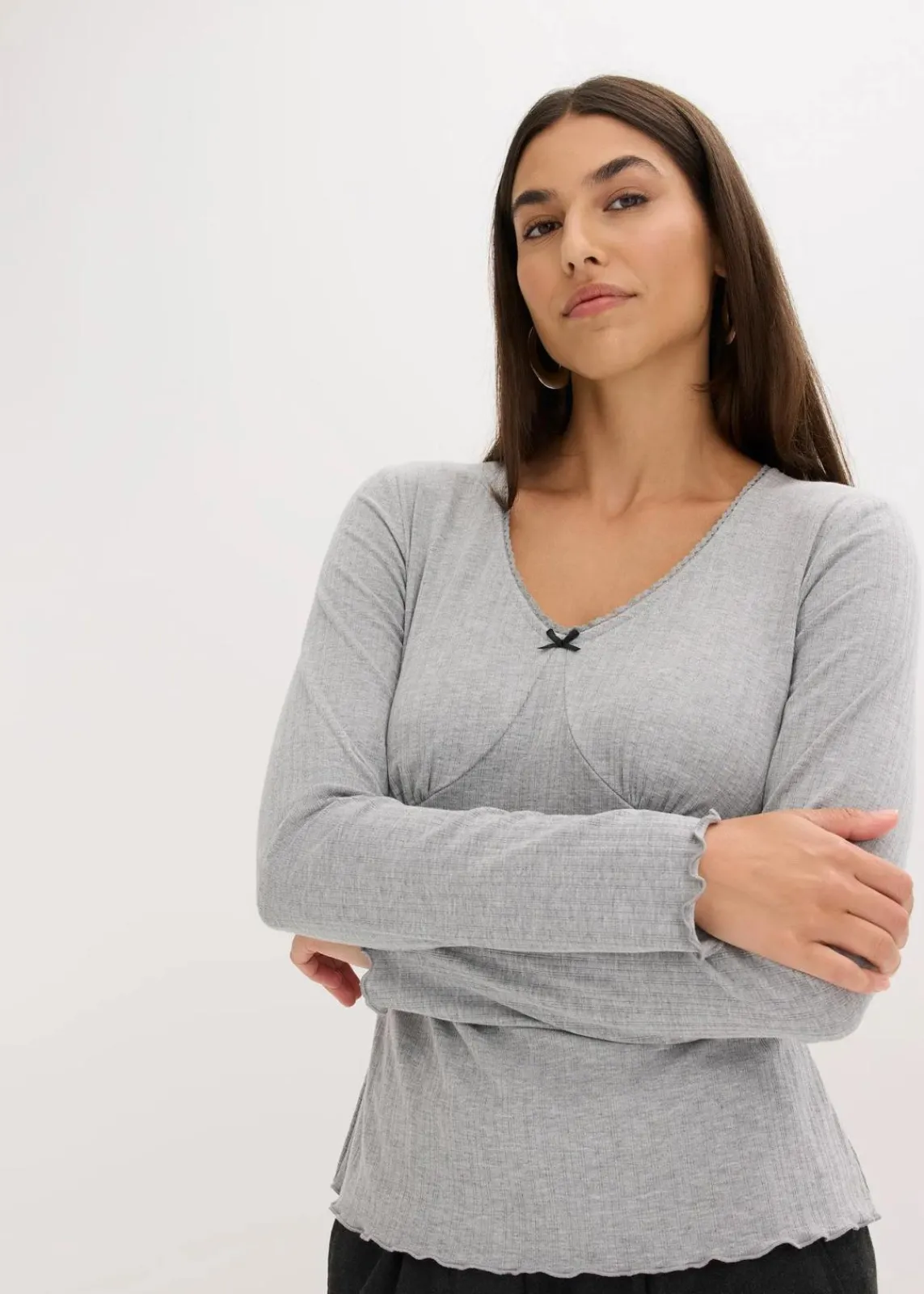 bonprix Shirts & Tops|Rippshirt hellgrau meliert