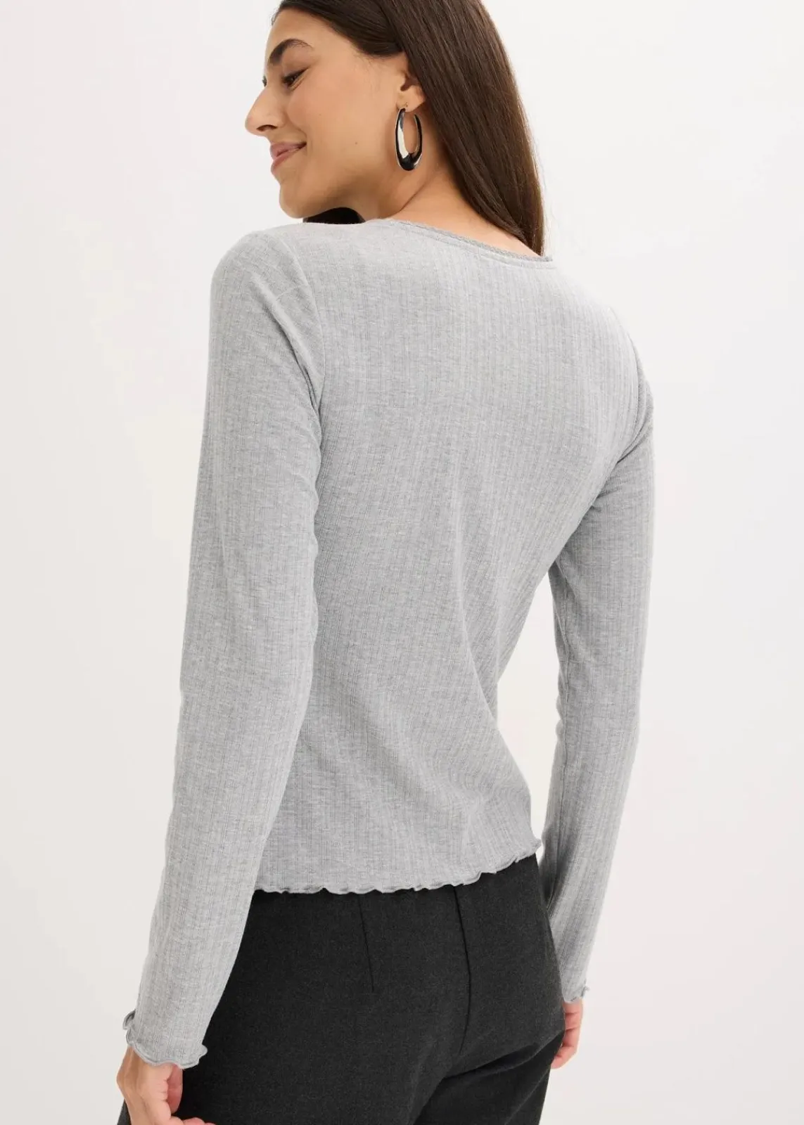 bonprix Shirts & Tops|Rippshirt hellgrau meliert