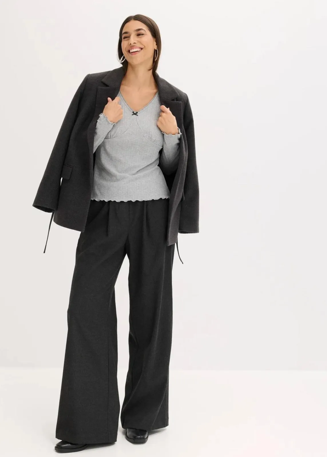 bonprix Shirts & Tops|Rippshirt hellgrau meliert