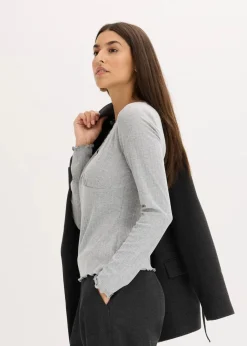 bonprix Shirts & Tops|Rippshirt hellgrau meliert