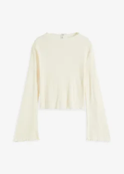 bonprix Shirts & Tops|Rippshirt aus reiner Baumwolle naturbeige