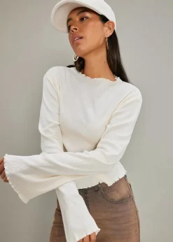 bonprix Shirts & Tops|Rippshirt aus reiner Baumwolle naturbeige