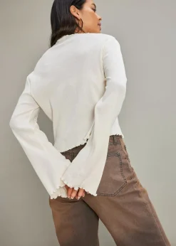 bonprix Shirts & Tops|Rippshirt aus reiner Baumwolle naturbeige