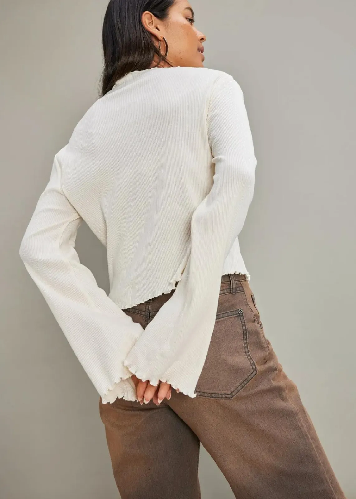 bonprix Shirts & Tops|Rippshirt aus reiner Baumwolle naturbeige