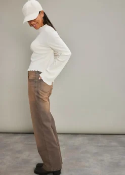 bonprix Shirts & Tops|Rippshirt aus reiner Baumwolle naturbeige