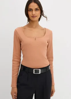 bonprix Nachhaltigere Materialien|Rippshirt aus reiner Bio-Baumwolle schokosorbet