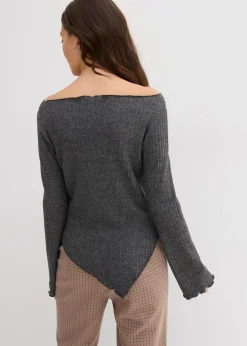 bonprix Shirts & Tops|Rippshirt aus softem Viskose-Mix anthrazit meliert