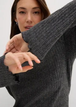 bonprix Shirts & Tops|Rippshirt aus softem Viskose-Mix anthrazit meliert