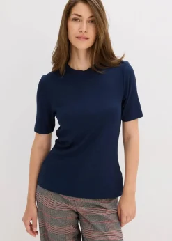 bonprix Shirts & Tops|Rippshirt aus softem Viskose-Mix dunkelblau