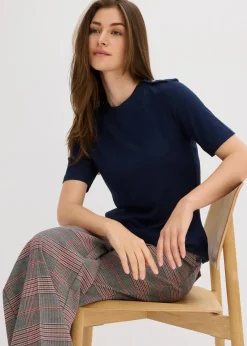 bonprix Shirts & Tops|Rippshirt aus softem Viskose-Mix dunkelblau