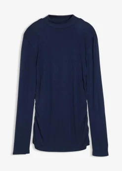 bonprix Shirts & Tops|Rippshirt mit Raffung dunkelblau