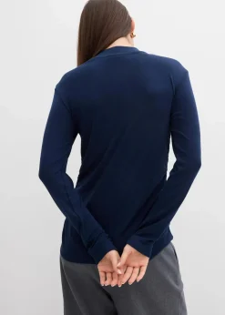 bonprix Shirts & Tops|Rippshirt mit Raffung dunkelblau