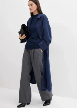 bonprix Shirts & Tops|Rippshirt mit Raffung dunkelblau