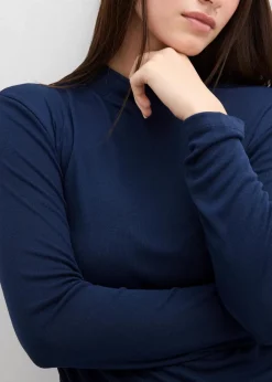 bonprix Shirts & Tops|Rippshirt mit Raffung dunkelblau