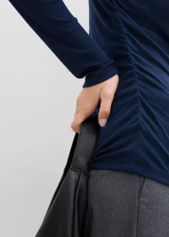 bonprix Shirts & Tops|Rippshirt mit Raffung dunkelblau